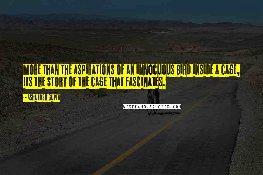 Ashutosh Gupta Quotes: More than the aspirations of an innocuous bird inside a cage, its the story of the cage that fascinates.