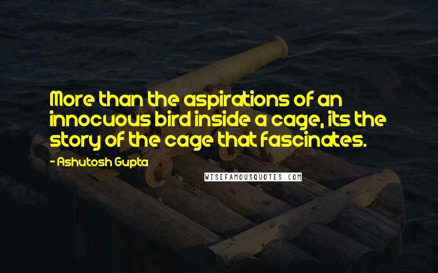 Ashutosh Gupta Quotes: More than the aspirations of an innocuous bird inside a cage, its the story of the cage that fascinates.