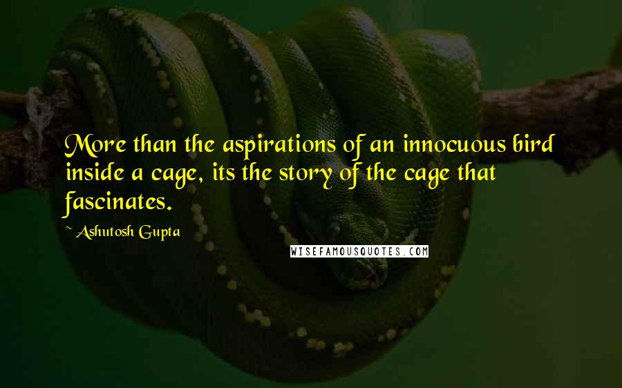 Ashutosh Gupta Quotes: More than the aspirations of an innocuous bird inside a cage, its the story of the cage that fascinates.