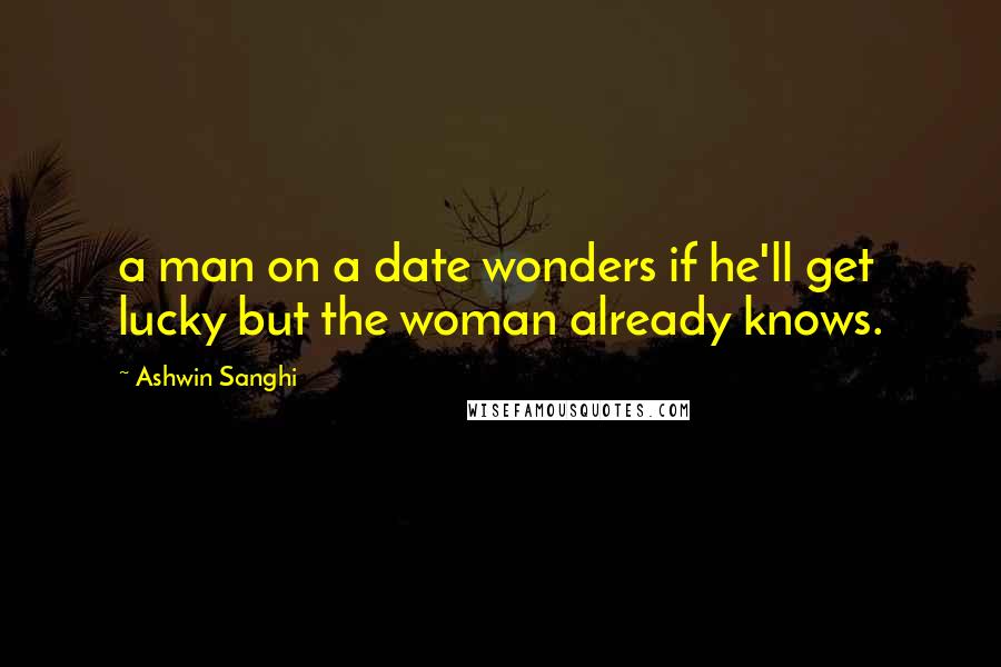 Ashwin Sanghi Quotes: a man on a date wonders if he'll get lucky but the woman already knows.