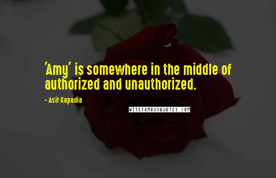 Asif Kapadia Quotes: 'Amy' is somewhere in the middle of authorized and unauthorized.