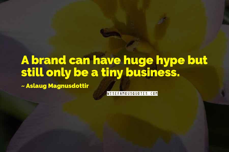 Aslaug Magnusdottir Quotes: A brand can have huge hype but still only be a tiny business.
