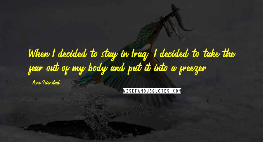 Asne Seierstad Quotes: When I decided to stay in Iraq, I decided to take the fear out of my body and put it into a freezer.