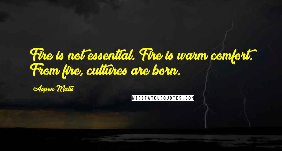Aspen Matis Quotes: Fire is not essential. Fire is warm comfort. From fire, cultures are born.