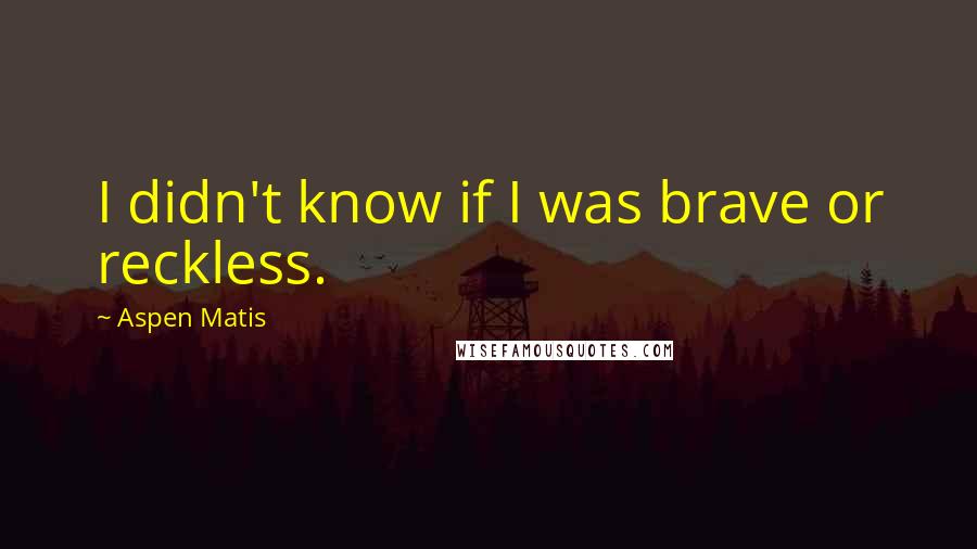 Aspen Matis Quotes: I didn't know if I was brave or reckless.