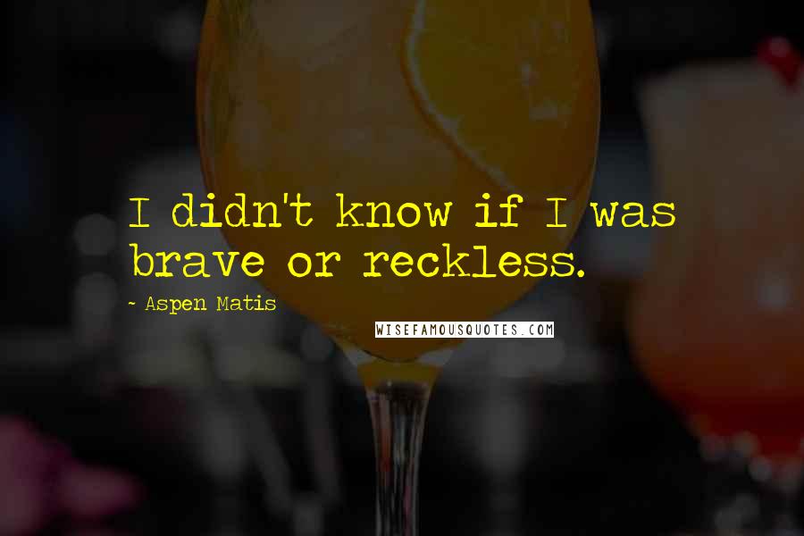Aspen Matis Quotes: I didn't know if I was brave or reckless.
