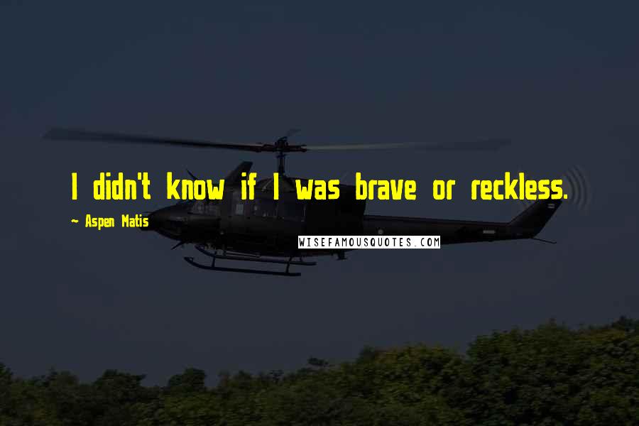 Aspen Matis Quotes: I didn't know if I was brave or reckless.