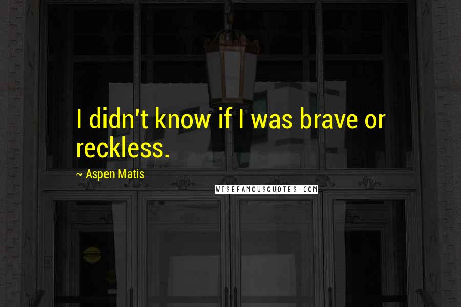 Aspen Matis Quotes: I didn't know if I was brave or reckless.