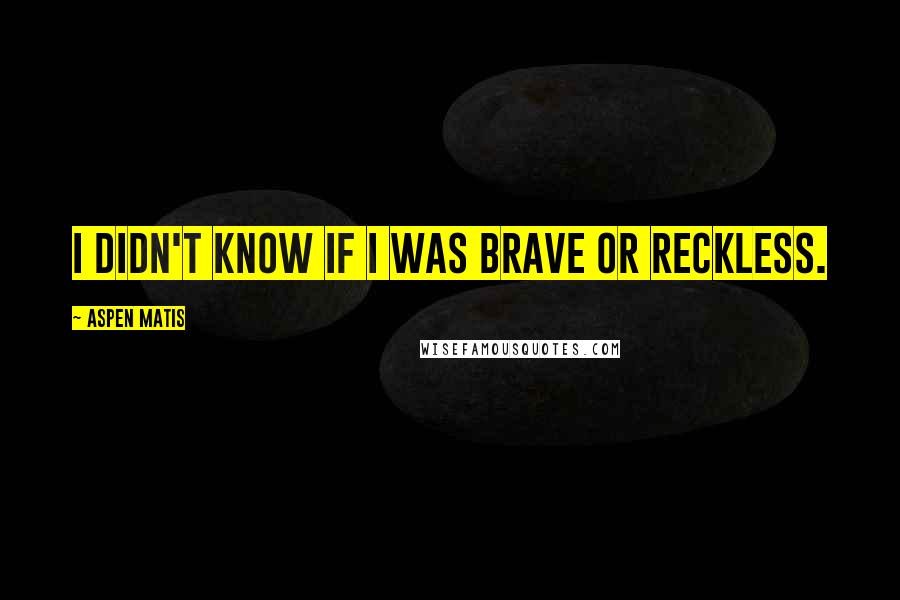 Aspen Matis Quotes: I didn't know if I was brave or reckless.