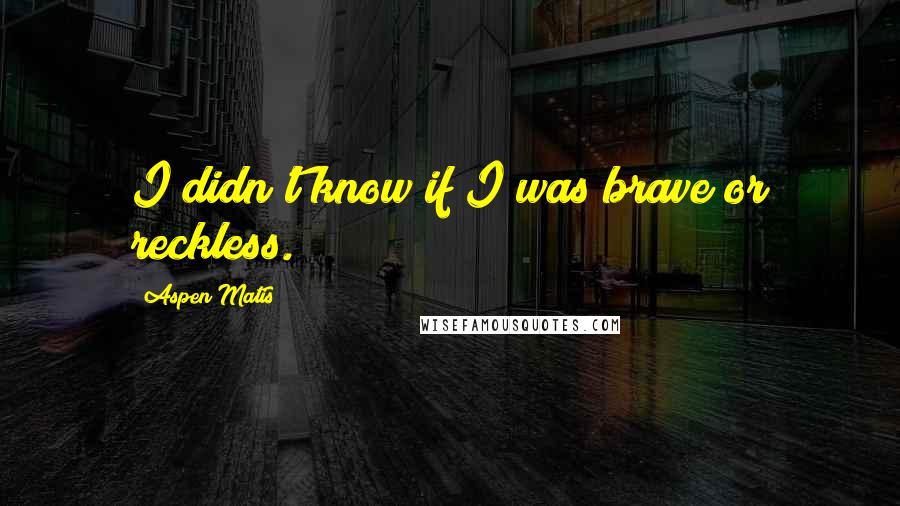 Aspen Matis Quotes: I didn't know if I was brave or reckless.