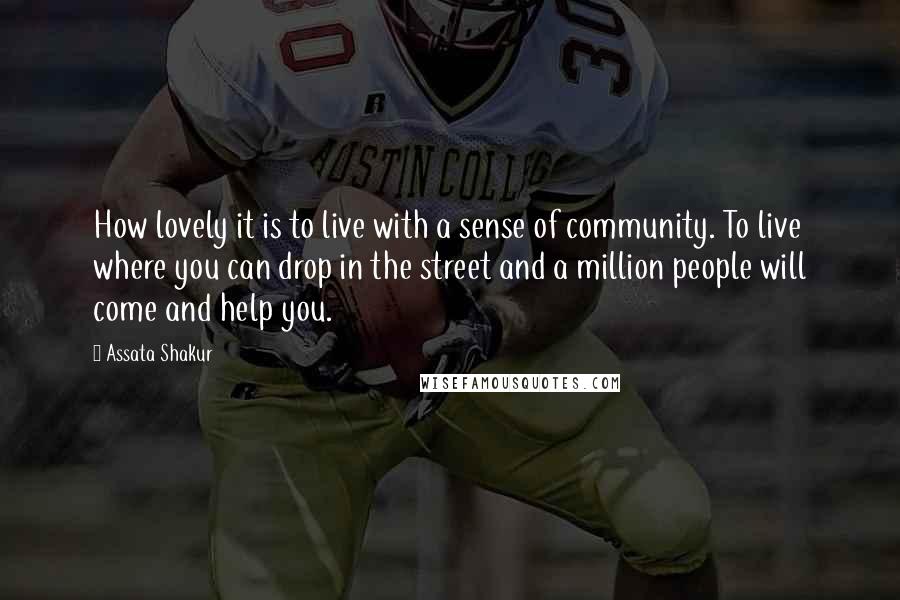 Assata Shakur Quotes: How lovely it is to live with a sense of community. To live where you can drop in the street and a million people will come and help you.