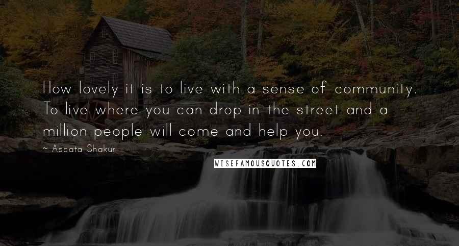 Assata Shakur Quotes: How lovely it is to live with a sense of community. To live where you can drop in the street and a million people will come and help you.