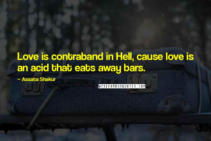 Assata Shakur Quotes: Love is contraband in Hell, cause love is an acid that eats away bars.