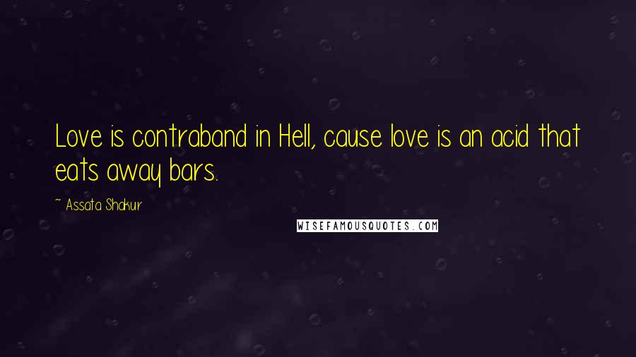 Assata Shakur Quotes: Love is contraband in Hell, cause love is an acid that eats away bars.