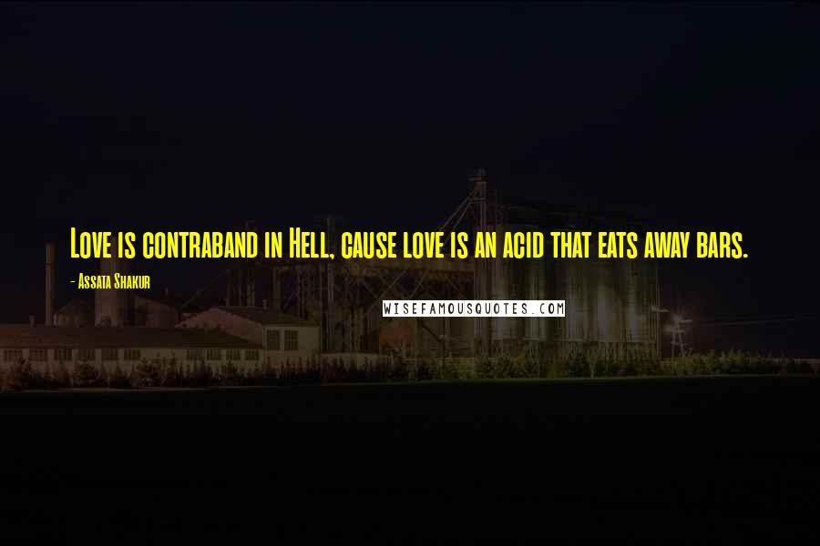 Assata Shakur Quotes: Love is contraband in Hell, cause love is an acid that eats away bars.