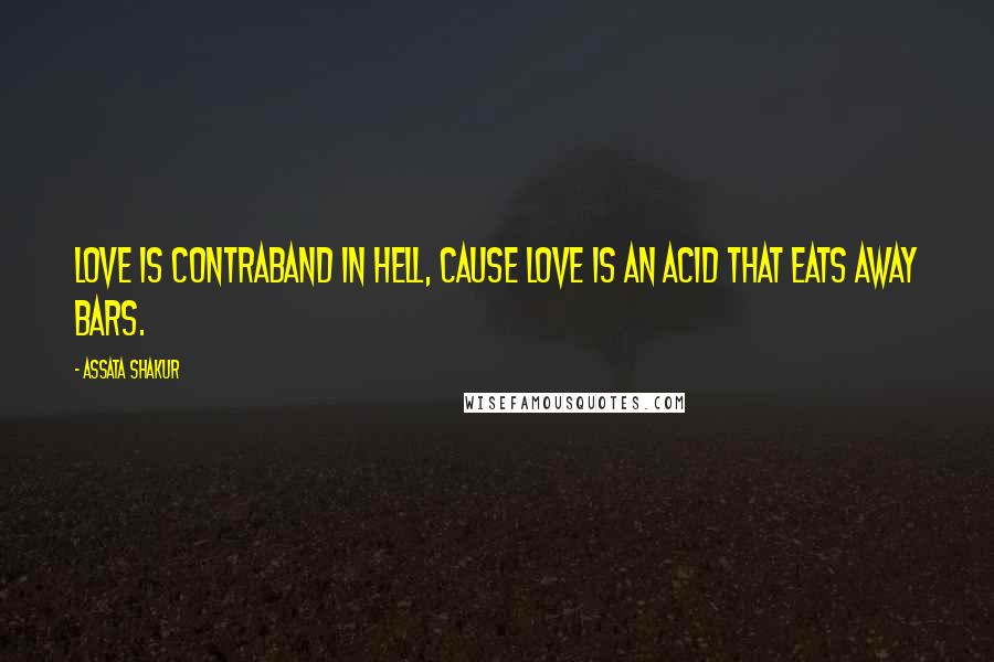 Assata Shakur Quotes: Love is contraband in Hell, cause love is an acid that eats away bars.