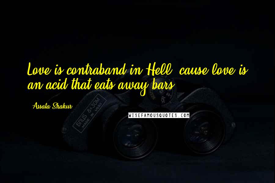 Assata Shakur Quotes: Love is contraband in Hell, cause love is an acid that eats away bars.