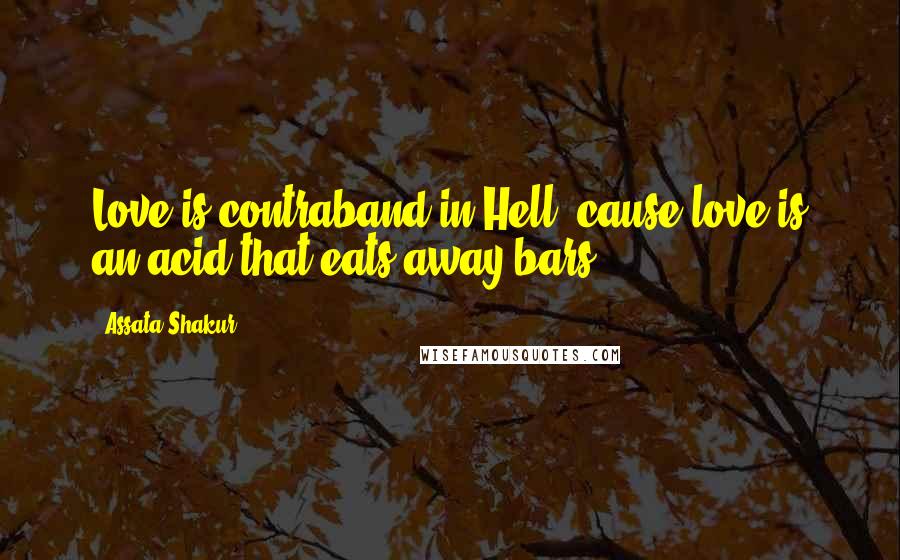 Assata Shakur Quotes: Love is contraband in Hell, cause love is an acid that eats away bars.