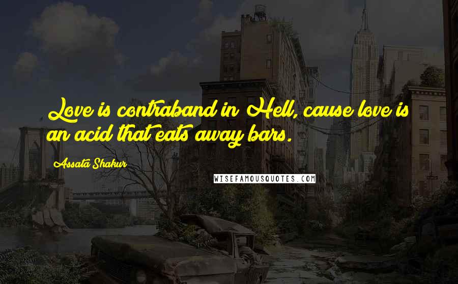 Assata Shakur Quotes: Love is contraband in Hell, cause love is an acid that eats away bars.