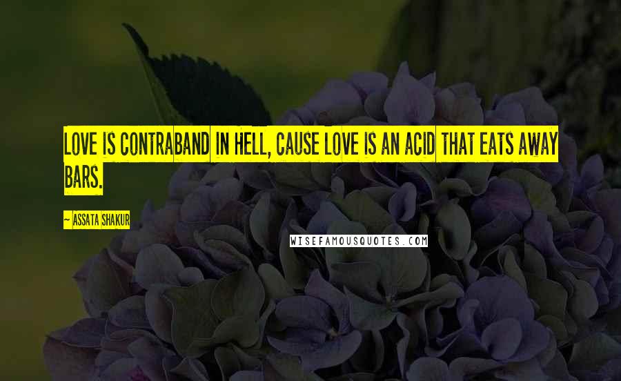 Assata Shakur Quotes: Love is contraband in Hell, cause love is an acid that eats away bars.