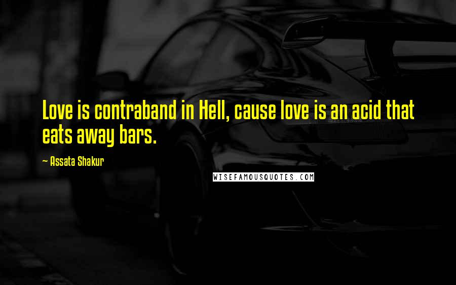 Assata Shakur Quotes: Love is contraband in Hell, cause love is an acid that eats away bars.