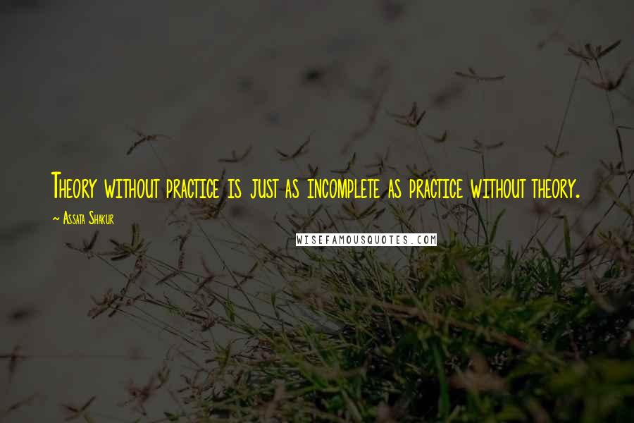 Assata Shakur Quotes: Theory without practice is just as incomplete as practice without theory.