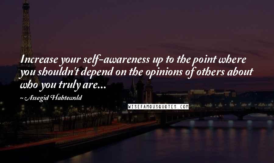 Assegid Habtewold Quotes: Increase your self-awareness up to the point where you shouldn't depend on the opinions of others about who you truly are...