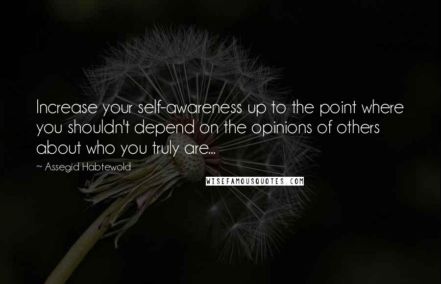 Assegid Habtewold Quotes: Increase your self-awareness up to the point where you shouldn't depend on the opinions of others about who you truly are...