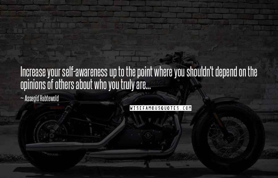 Assegid Habtewold Quotes: Increase your self-awareness up to the point where you shouldn't depend on the opinions of others about who you truly are...