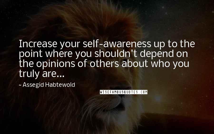 Assegid Habtewold Quotes: Increase your self-awareness up to the point where you shouldn't depend on the opinions of others about who you truly are...