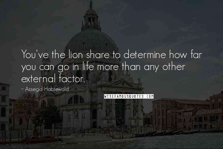 Assegid Habtewold Quotes: You've the lion share to determine how far you can go in life more than any other external factor.