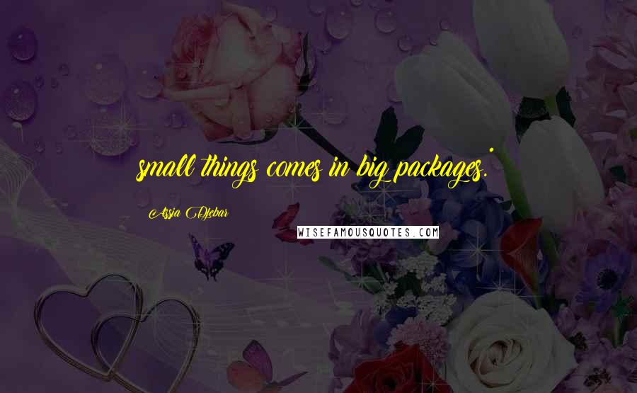 Assia Djebar Quotes: small things comes in big packages.*