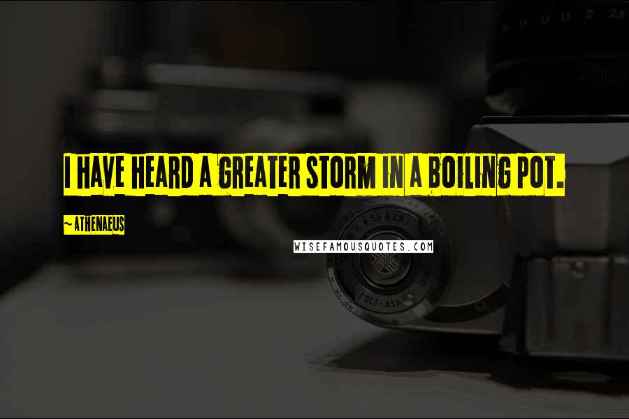 Athenaeus Quotes: I have heard a greater storm in a boiling pot.