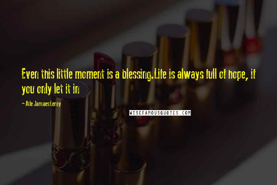 Atle Jarnaes Leroy Quotes: Even this little moment is a blessing.Life is always full of hope, if you only let it in