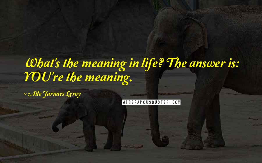 Atle Jarnaes Leroy Quotes: What's the meaning in life? The answer is: YOU're the meaning.