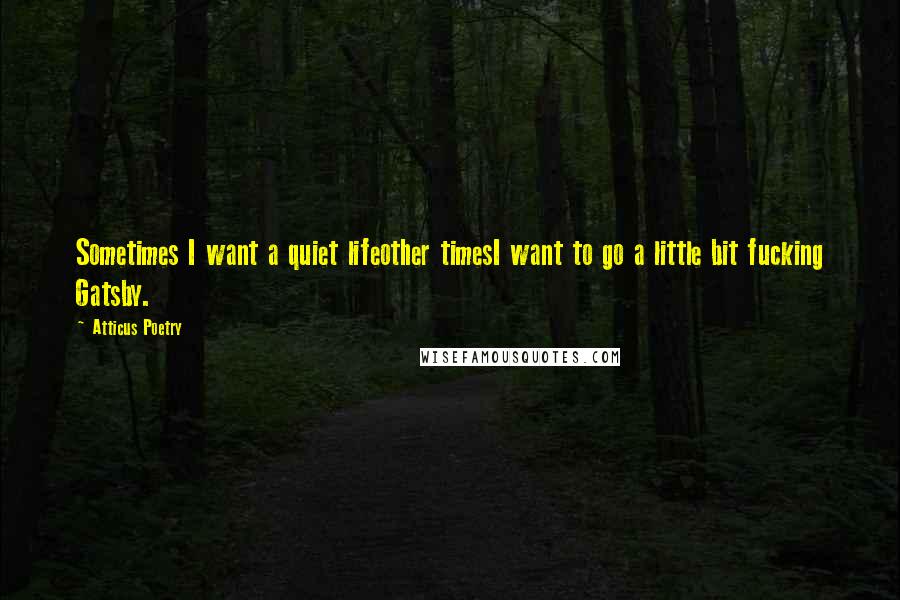 Atticus Poetry Quotes: Sometimes I want a quiet lifeother timesI want to go a little bit fucking Gatsby.