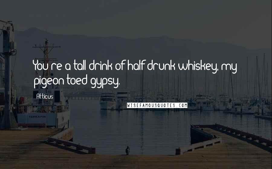Atticus Quotes: You're a tall drink of half drunk whiskey, my pigeon toed gypsy.