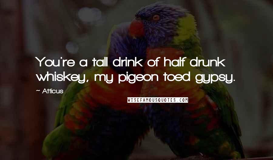 Atticus Quotes: You're a tall drink of half drunk whiskey, my pigeon toed gypsy.