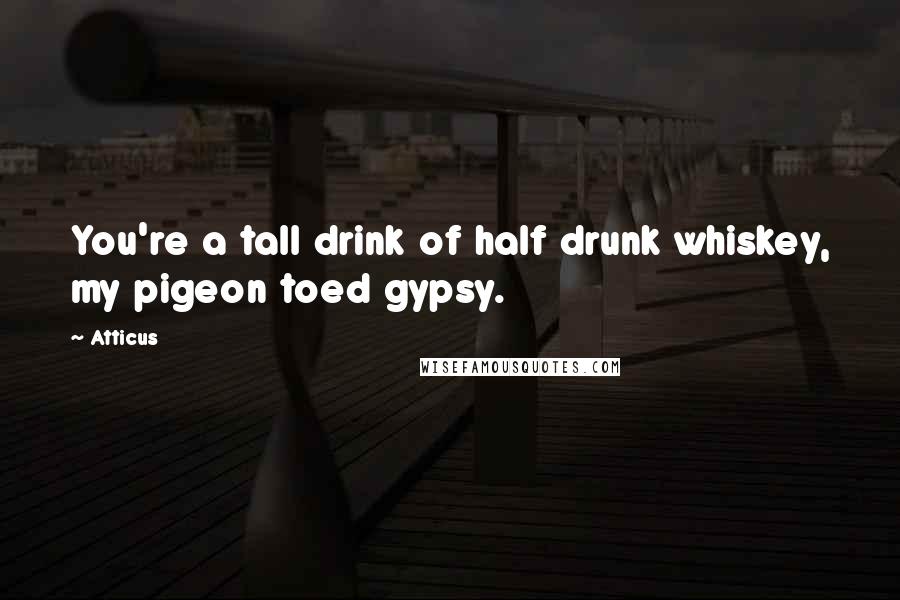Atticus Quotes: You're a tall drink of half drunk whiskey, my pigeon toed gypsy.