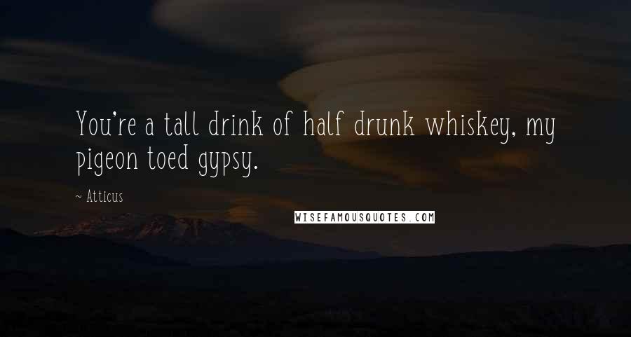 Atticus Quotes: You're a tall drink of half drunk whiskey, my pigeon toed gypsy.