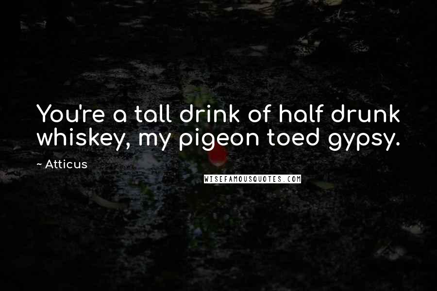 Atticus Quotes: You're a tall drink of half drunk whiskey, my pigeon toed gypsy.