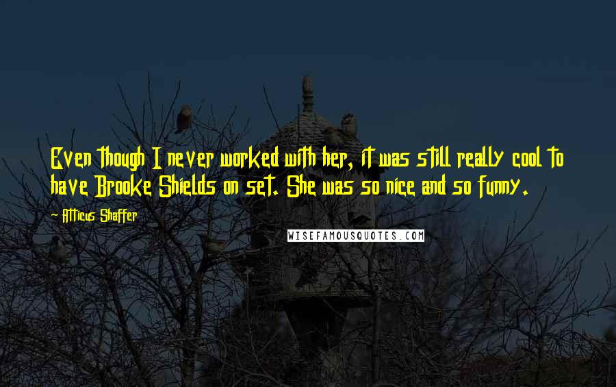 Atticus Shaffer Quotes: Even though I never worked with her, it was still really cool to have Brooke Shields on set. She was so nice and so funny.