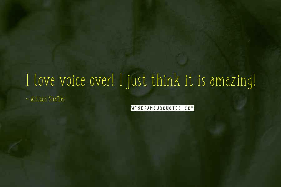 Atticus Shaffer Quotes: I love voice over! I just think it is amazing!