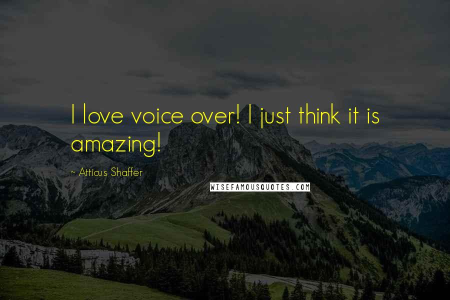 Atticus Shaffer Quotes: I love voice over! I just think it is amazing!