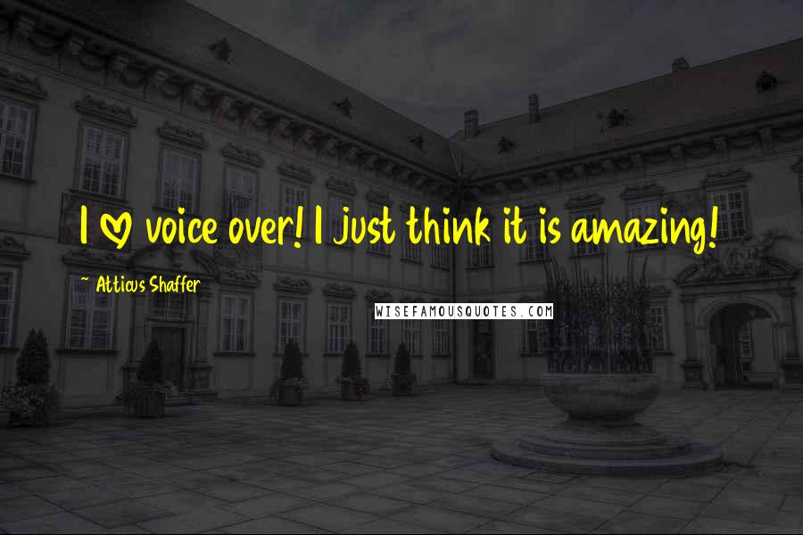 Atticus Shaffer Quotes: I love voice over! I just think it is amazing!