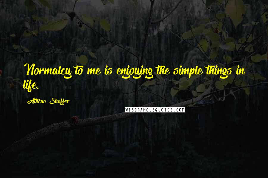 Atticus Shaffer Quotes: Normalcy to me is enjoying the simple things in life.