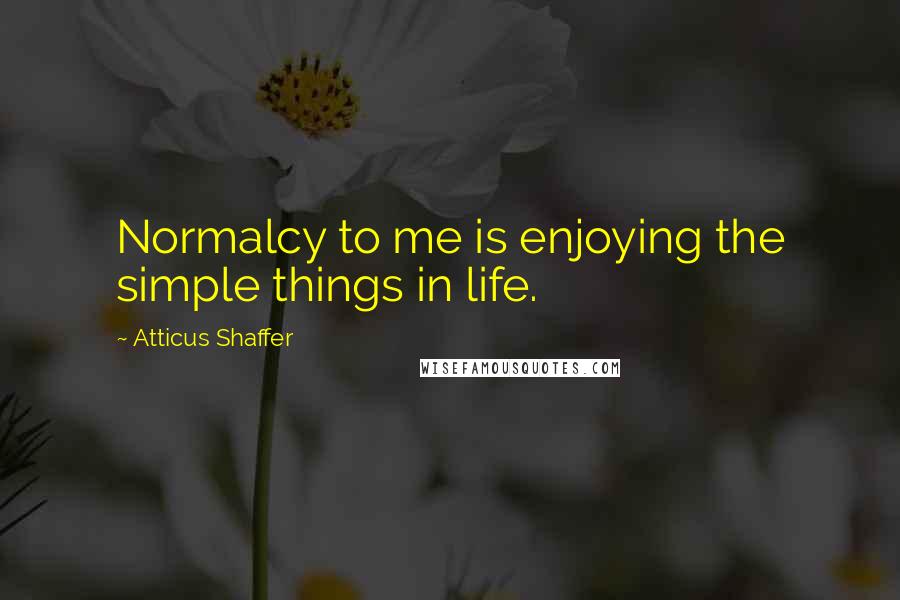 Atticus Shaffer Quotes: Normalcy to me is enjoying the simple things in life.