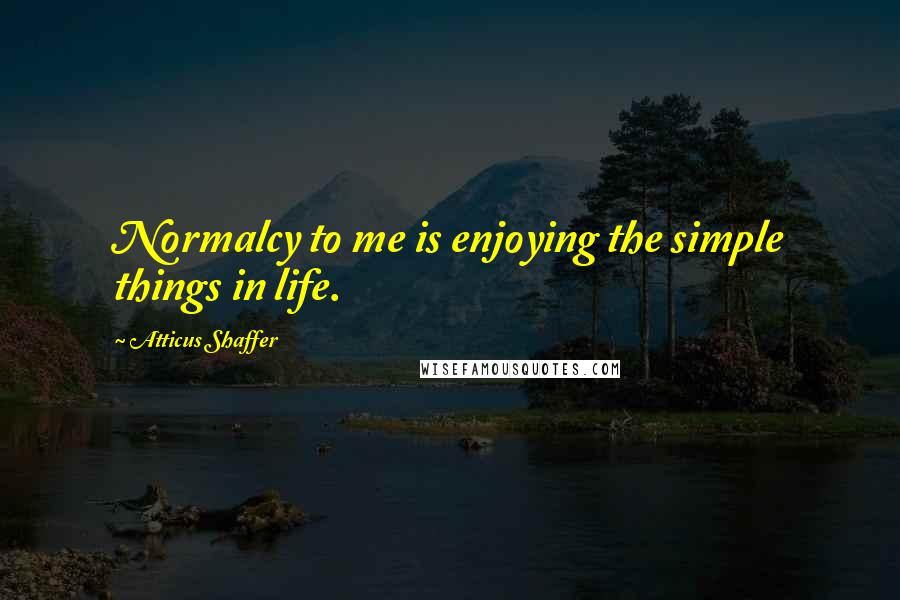 Atticus Shaffer Quotes: Normalcy to me is enjoying the simple things in life.