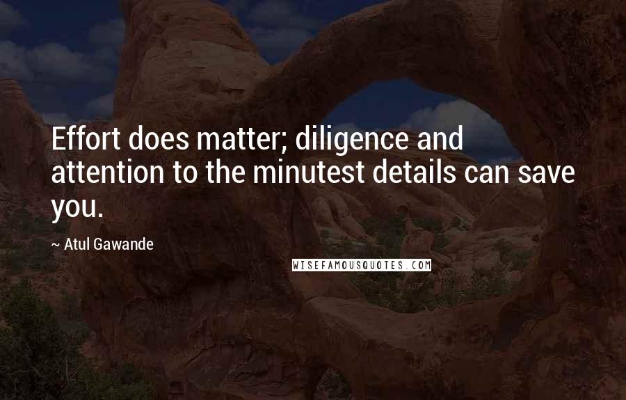 Atul Gawande Quotes: Effort does matter; diligence and attention to the minutest details can save you.
