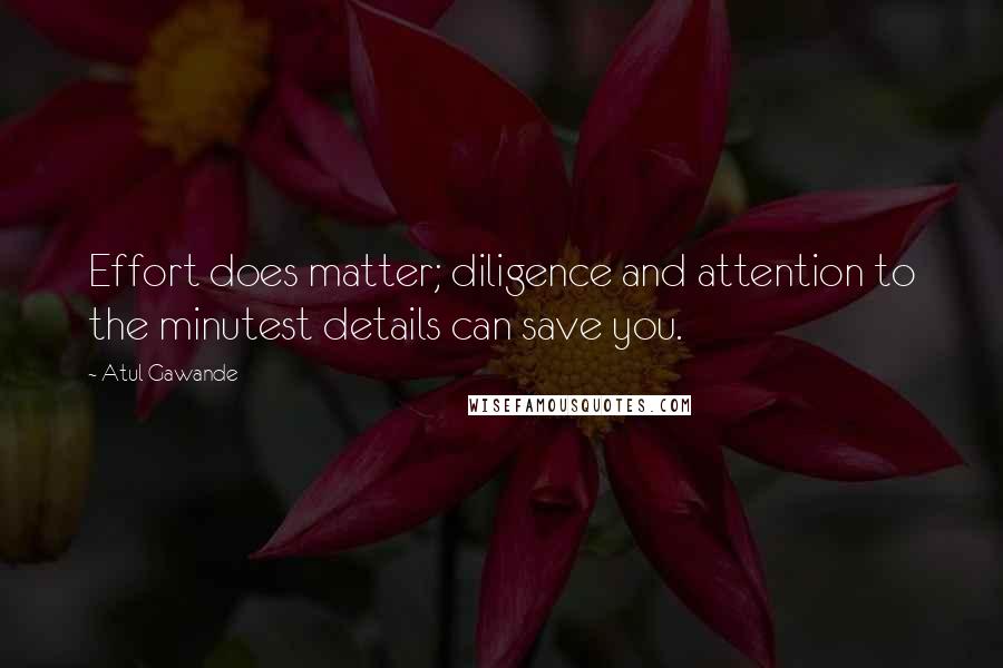 Atul Gawande Quotes: Effort does matter; diligence and attention to the minutest details can save you.